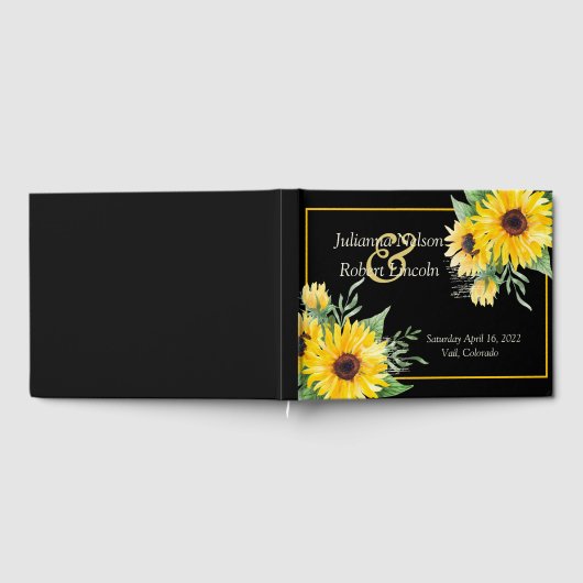 水色のひまわり結婚黒 ゲストブック (全面)