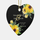 水色のひまわり結婚黒 セラミックオーナメント (左)
