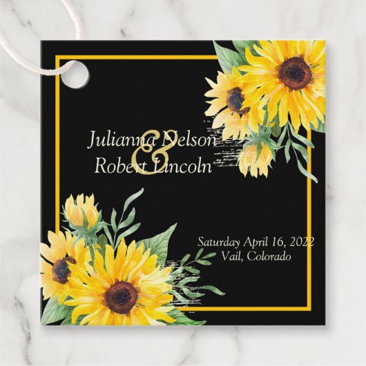 水色のひまわり結婚黒 フェイバータグ (正面)