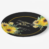 水色のひまわり結婚黒 ペーパープレート (アングル)