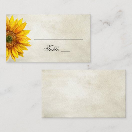 水色のひまわり。素朴結婚の国 プレイスカード (正面/裏面)