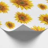 水色のひまわり。花素朴柄 ラッピングペーパー (角)