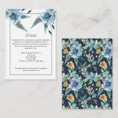 水色のほこりっぽい花の結婚詳細のカード エンクロージャーカード (正面/裏面)