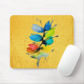 水色のゆるい抽象芸術フローラ マウスパッド (マウス)