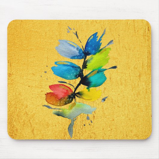 水色のゆるい抽象芸術フローラ マウスパッド (正面)