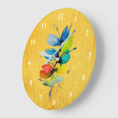 水色のゆるい抽象芸術フローラ ラージ壁時計 (傾斜)