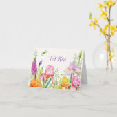 水色のアイルランドの花 カード (黄色い花)