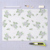 水色のアネモンとトウヒ模様の組織紙 薄葉紙 (クラフト)