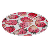 水色のイチゴのパターン。 カッティングボード (角)