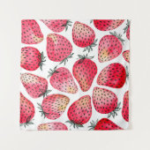 水色のイチゴのパターン。 タペストリー (正面(横))