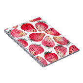 水色のイチゴのパターン。 ノートブック (右側)