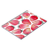 水色のイチゴのパターン。 ノートブック (左側)