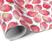 水色のイチゴのパターン。 ラッピングペーパー (ロールコーナー)
