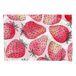 水色のイチゴのパターン。 枕カバー