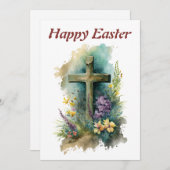 水色のイースターグリーティングカード シーズンカード (正面/裏面)