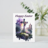 水色のイースターグリーティングポストカード ポストカード (スタンド正面)