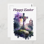 水色のイースターグリーティングポストカード ポストカード (正面/裏面)