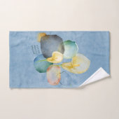 水色のイースターユリと幾何学的パターン バスタオルセット (ハンドタオル)