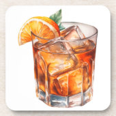 水色のウイスキーを岩の上に置く コースター (正面)