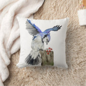 水色のウッドランドの鳥のブルージェイ クッション (ブランケット)