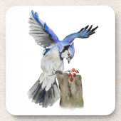 水色のウッドランドの鳥のブルージェイ コースター (正面)
