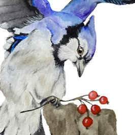 水色のウッドランドの鳥のブルージェイ ストーンコースター