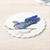 水色のウッドランドの鳥のブルージェイ ペーパーコースター (アングル)