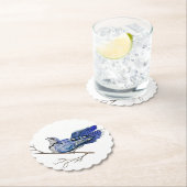 水色のウッドランドの鳥のブルージェイ ペーパーコースター (インサイチュ)