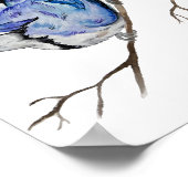 水色のウッドランドの鳥のブルージェイ ポスター (角)