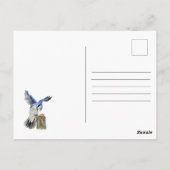 水色のウッドランドの鳥のブルージェイ ポストカード (裏面)