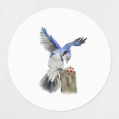 水色のウッドランドの鳥のブルージェイ ラベル (デザイン1)