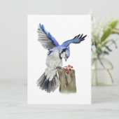 水色のウッドランドの鳥のブルージェイ 招待状 (スタンド正面)