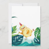 水色のオンドリ任意の年齢の男の子1st誕生日パーティー 招待状 (裏面)