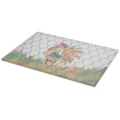 水色のオンドリ カッティングボード (角)