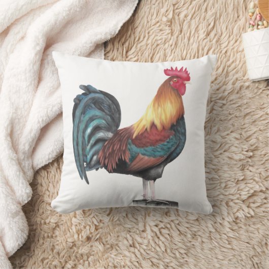 水色のオンドリ クッション (ブランケット)