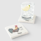 水色のオンドリ ストーンコースター (横)