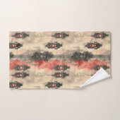 水色のオートバイ、バイクもしくは自転車に乗る人、レース、オートバイ バスタオルセット (ハンドタオル)