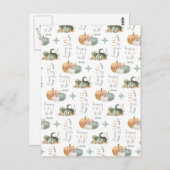 水色のカボチャとヒョウタン ポストカード (正面/裏面)