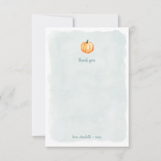 水色のカボチャの赤ちゃん感謝していシャワーあなた サンキューカード (正面)