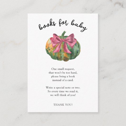 水色のカボチャ弓の本ベビー エンクロージャーカード (正面)