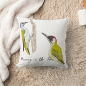 水色のキツツキ クッション (ブランケット)