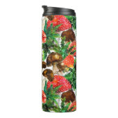 水色のキノコと緑のシダのパターン タンブラー (回転右)