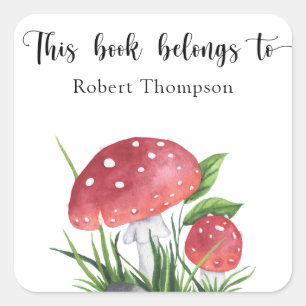 水色のキノコ – この本は次のものだ スクエアシール