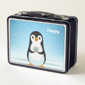 水色のキュートなペンギン メタルランチボックス (裏面)