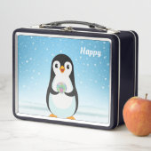 水色のキュートなペンギン メタルランチボックス (インサイチュ)
