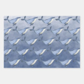 水色のクジラの下の深いブルー海 ラッピングペーパーシート (正面)