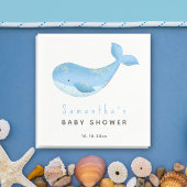 水色のクジラの赤ちゃんシャワー スタンダードカクテルナプキン