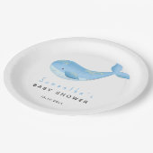 水色のクジラの赤ちゃんシャワー ペーパープレート (アングル)