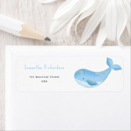 水色のクジラの赤ちゃんシャワー ラベル
