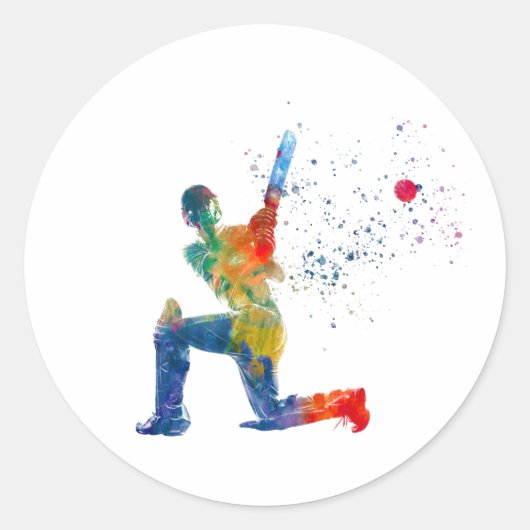 水色のクリケット選手 ラウンドシール (正面)